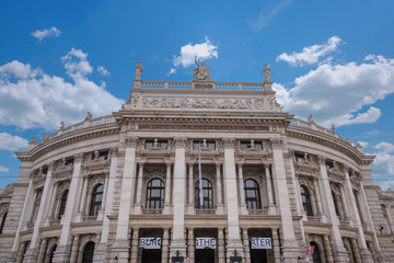 Fototapeta na wymiar Vienna, Austria - Facade of historic Burgtheater (Imperial Court Theatre) and famous Wiener Ringstrasse
