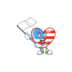Funny independence day love cartoon character design with a flag