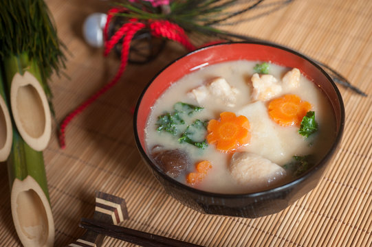 Japanese New Year Traditional Food, Ozo-ni, Osyogatsu soup with mochi