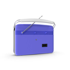 retro blue radio on white background