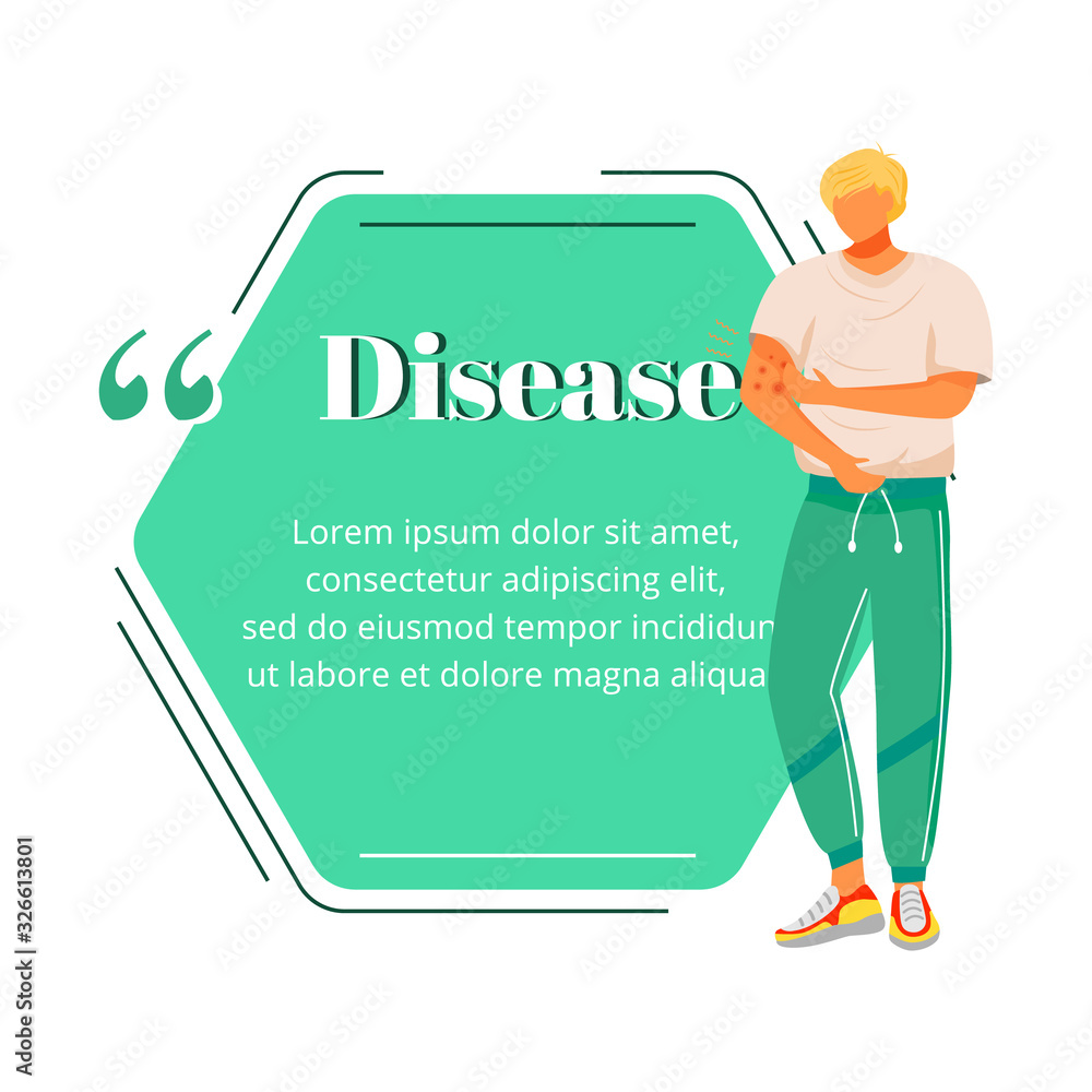 Aufkleber disease symptom flat color vector character quote. man with eczema. redness on skin. healthcare prob