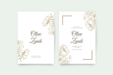 Obraz na płótnie Canvas Luxury wedding card template with hand drawn floral