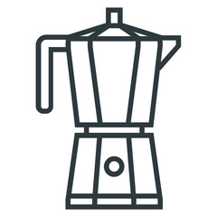 Coffee italian maker black line icon on white background	