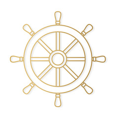 golden ship steering wheel icon- vector illustration
