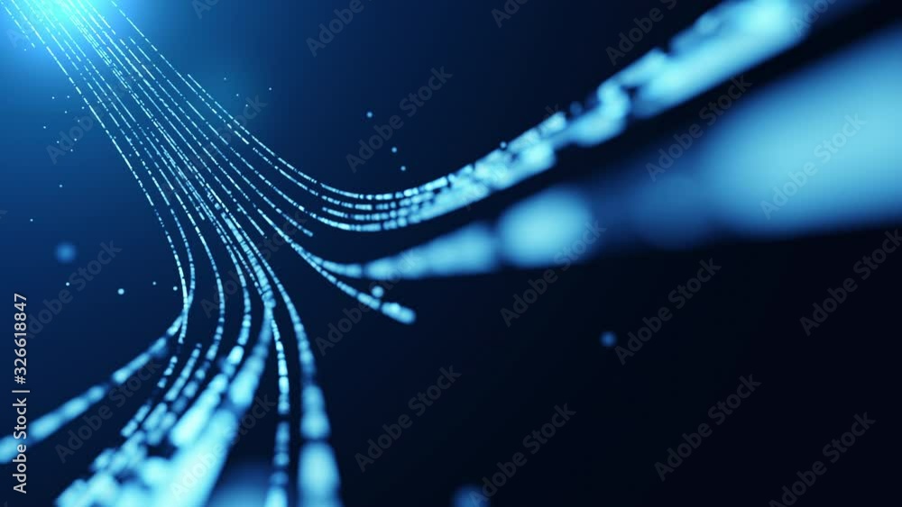 Wall mural footage of virtual data transfer in network and internet