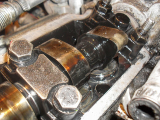 crankshaft in a dirty engine