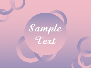 Pink background with gradient and rings. Greeting card with text.