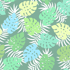 Seamless pattern with monstera leaves