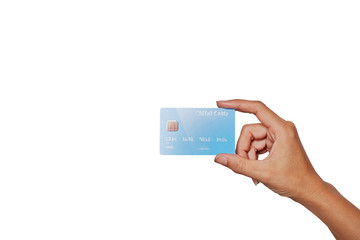 Human hand holding bank credit card