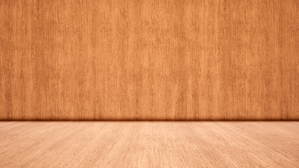 Concept or conceptual vintage or grungy brown background of natural wood or wooden old texture floor and wall as a retro layout. A 3d illustration metaphor to time, material, emptiness,  age or rust