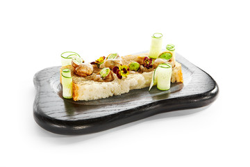 Snails with garlic and cheese side view