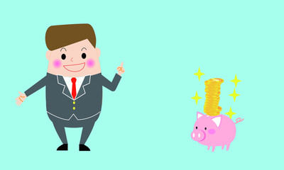 貯蓄アップや資産形成について説明する若いビジネスマン