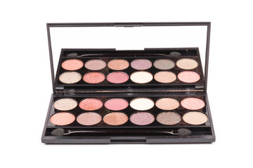 set of pastel eyeshadows isolated on white background