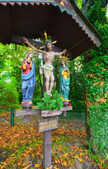 Impressive crucifixion on Gmunden lake, Austria