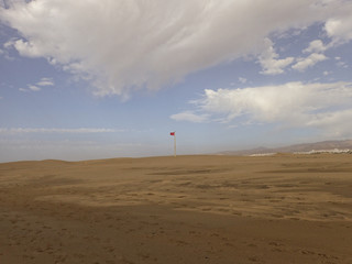 picturesque sunny landscape from Maspalomas beach on the Spanish Canary island of Gran Canaria