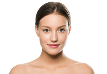 Obraz premium Beauty face woman close up healthy skin natual make up