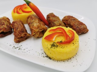 Romanian specific food, polenta with  cabbage, used for holidays and other events.