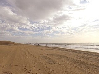 Fototapeta na wymiar picturesque sunny landscape from Maspalomas beach on the Spanish Canary island of Gran Canaria