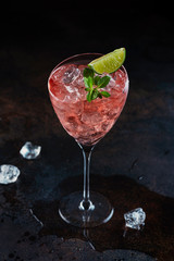 Summer cocktail with rose wine