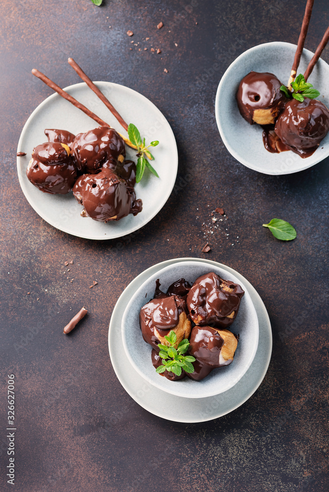 Wall mural traditional italian dessert profiteroles