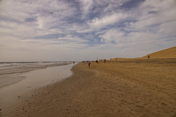 picturesque sunny landscape from Maspalomas beach on the Spanish Canary island of Gran Canaria