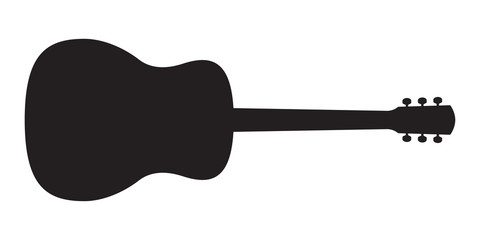 Acoustic guitar black silhouette. Music instrument icon. Vector illustration.