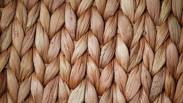 Beige rattan decorative texture. Top view. Design background