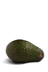 Single avocado over white background