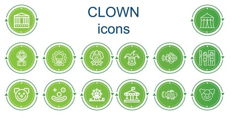 Editable 14 clown icons for web and mobile