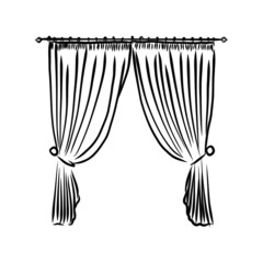 Curtains vector sketch illustration 