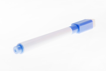 Blue pen isolated on the white background