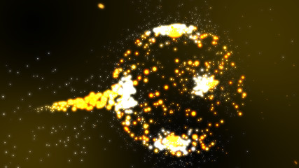 Wallpaper where light particles gather in a spherical shape and are about to explode