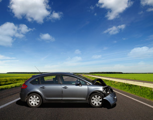 Fototapeta na wymiar Car crash accident on road