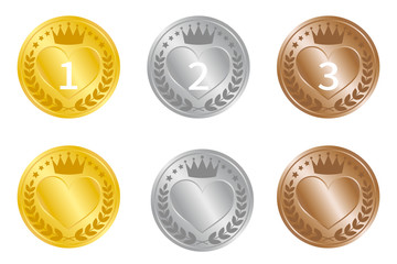 ハート　ランキング　アイコン　セット　金銀銅	