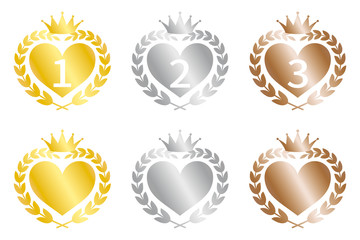ハート　ランキング　アイコン　セット　金銀銅	