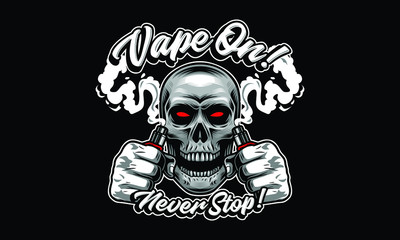 Skull vapor mascot illustration isolated on black background
