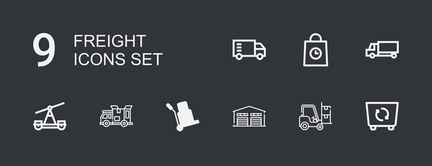 Editable 9 freight icons for web and mobile