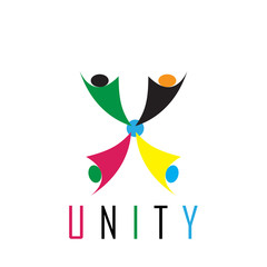 Abstract symbol design of unity icon with colors