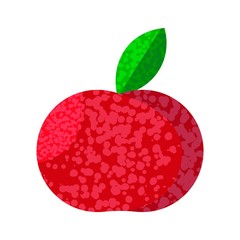 Red apple or tomato, cherry with noises with green leek isolated on white background