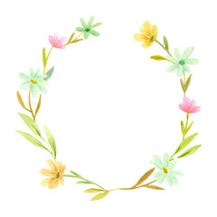 Fototapeta na wymiar Floral watercolor frame, wreath.