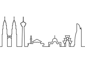 Naklejka premium Ilustracja panoramę Kuala Lumpur