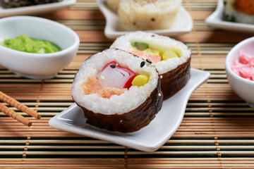 Sushi set on the table.