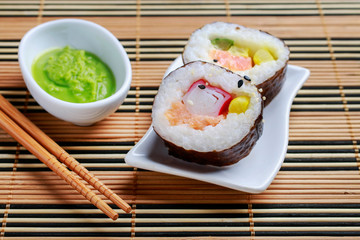 Sushi set on the table.