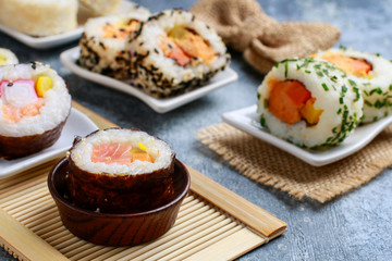 Sushi set on the table.