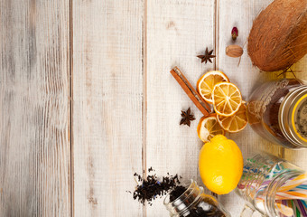 still life tea or coffee with the addition of invigorating drinks