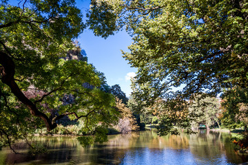 Pond in Buttes-Chaumont Park, Paris
