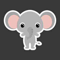 Children's sticker of cute elephant. African animal. Flat vector stock illustration