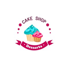 Cupcake Stickers. Logo. Vector illustration