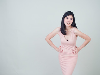 Obraz premium Cheerful woman while smiling at camera.
