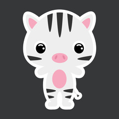 Fototapeta na wymiar Children's sticker of cute little zebra. African animal. Flat vector stock illustration
